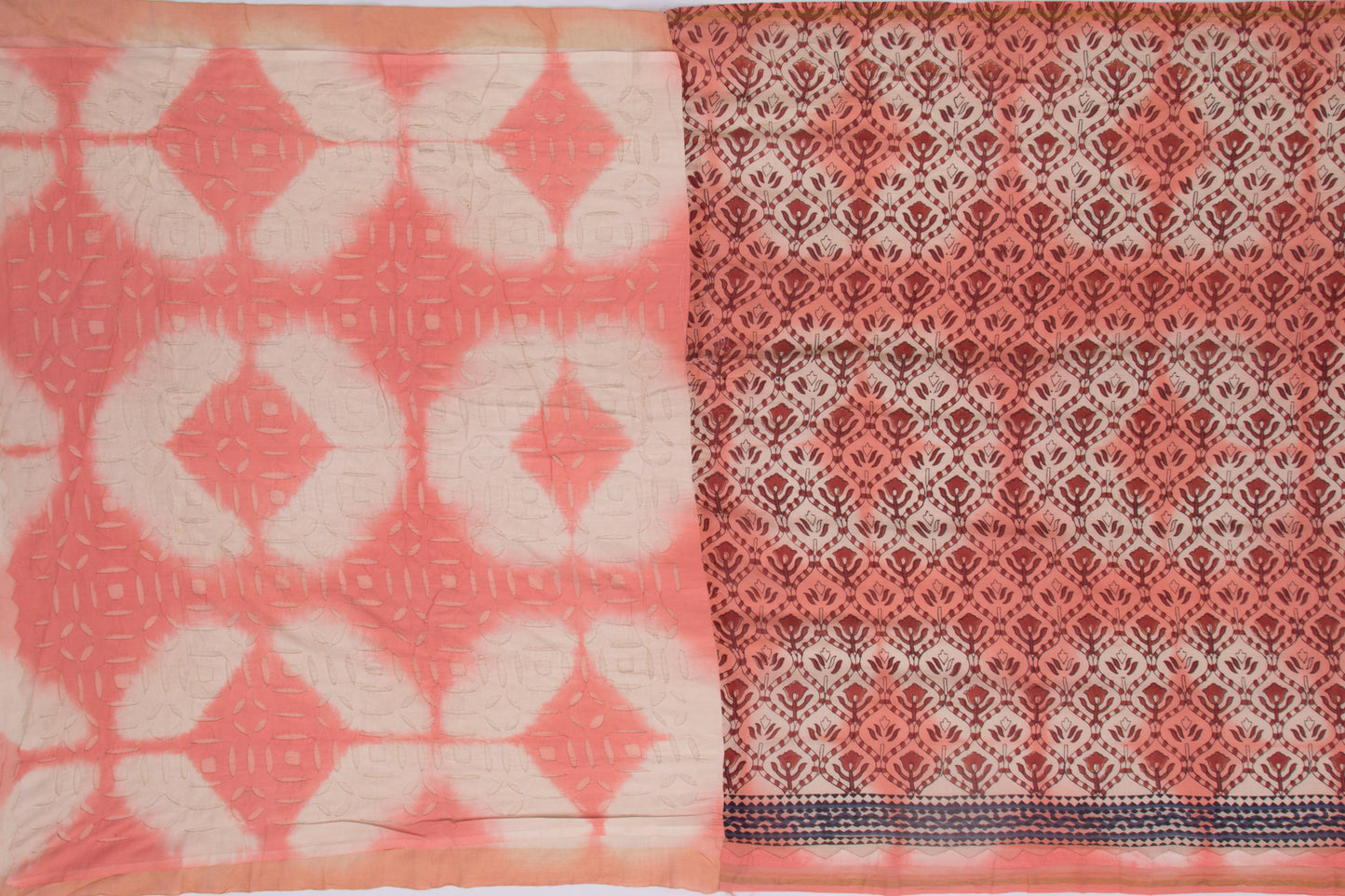 Handspun Cotton Bagru Printed Cream Saree