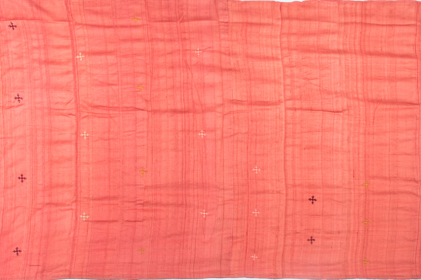 Tussar Embroidery Butta Orange Saree