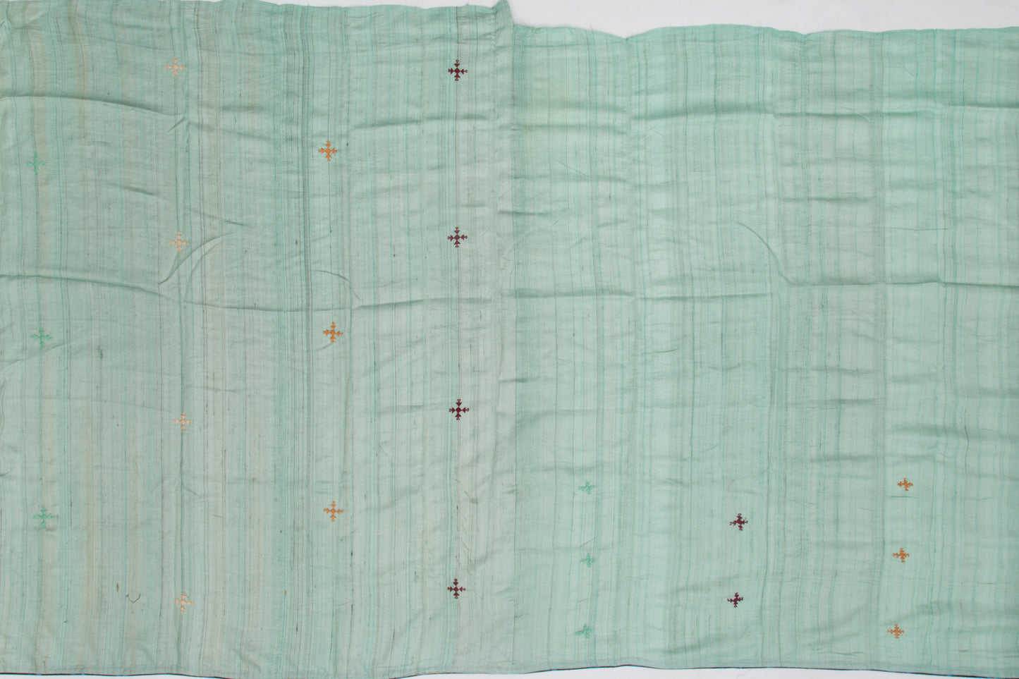 Tussar Kantha Work Sky Blue Saree