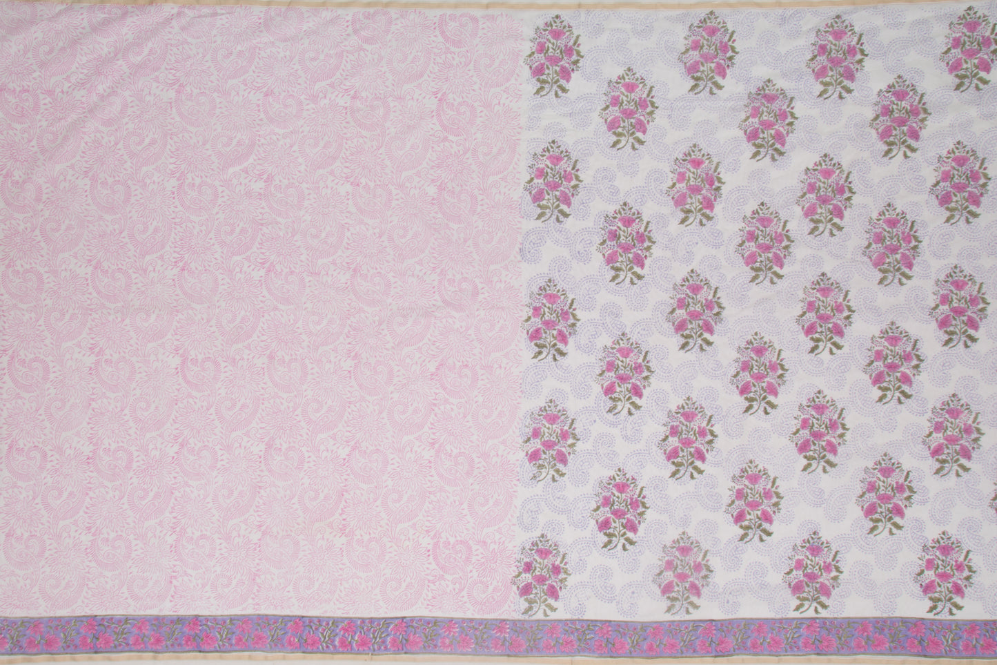 Chanderi Cotton Printed White Saree