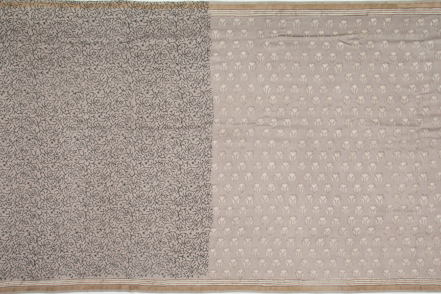 Chanderi Cotton Printed Grey Saree