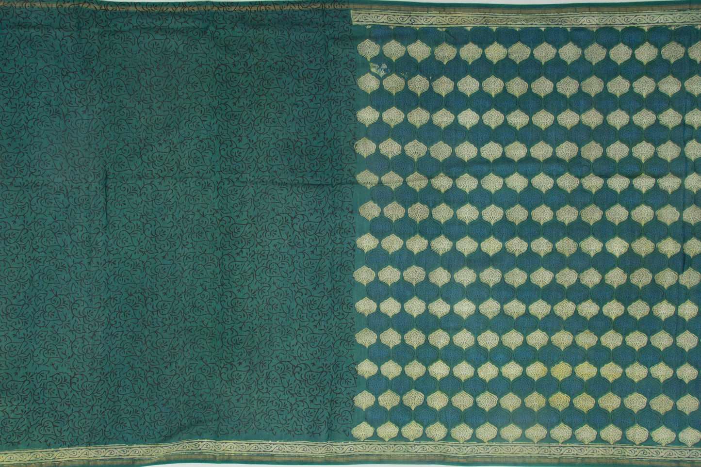 Chanderi Cotton Printed Green Saree