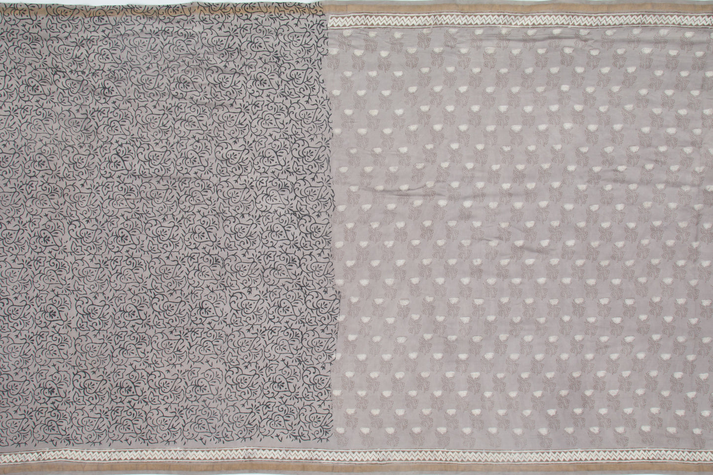 Chanderi Cotton Printed Grey Saree