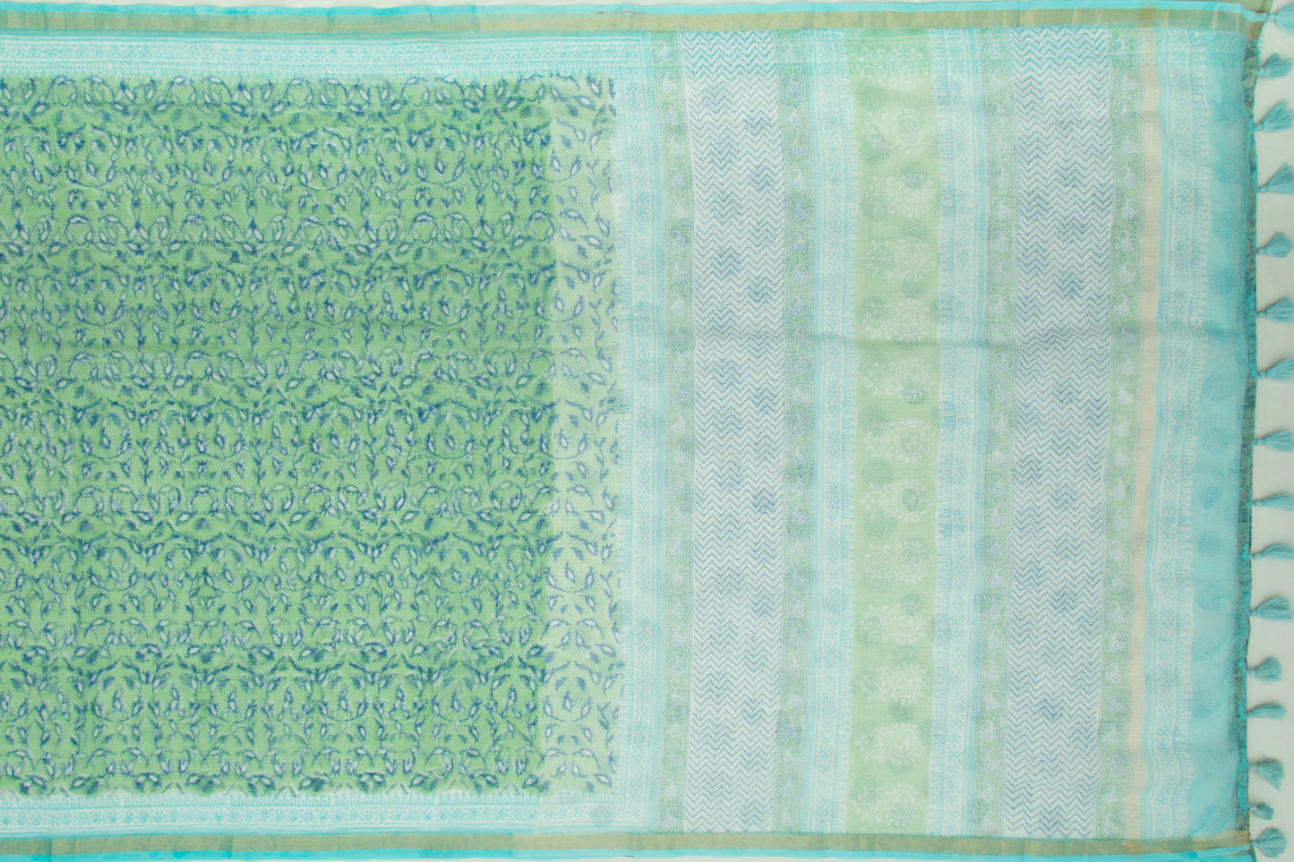 Kota Silk Printed Green Saree