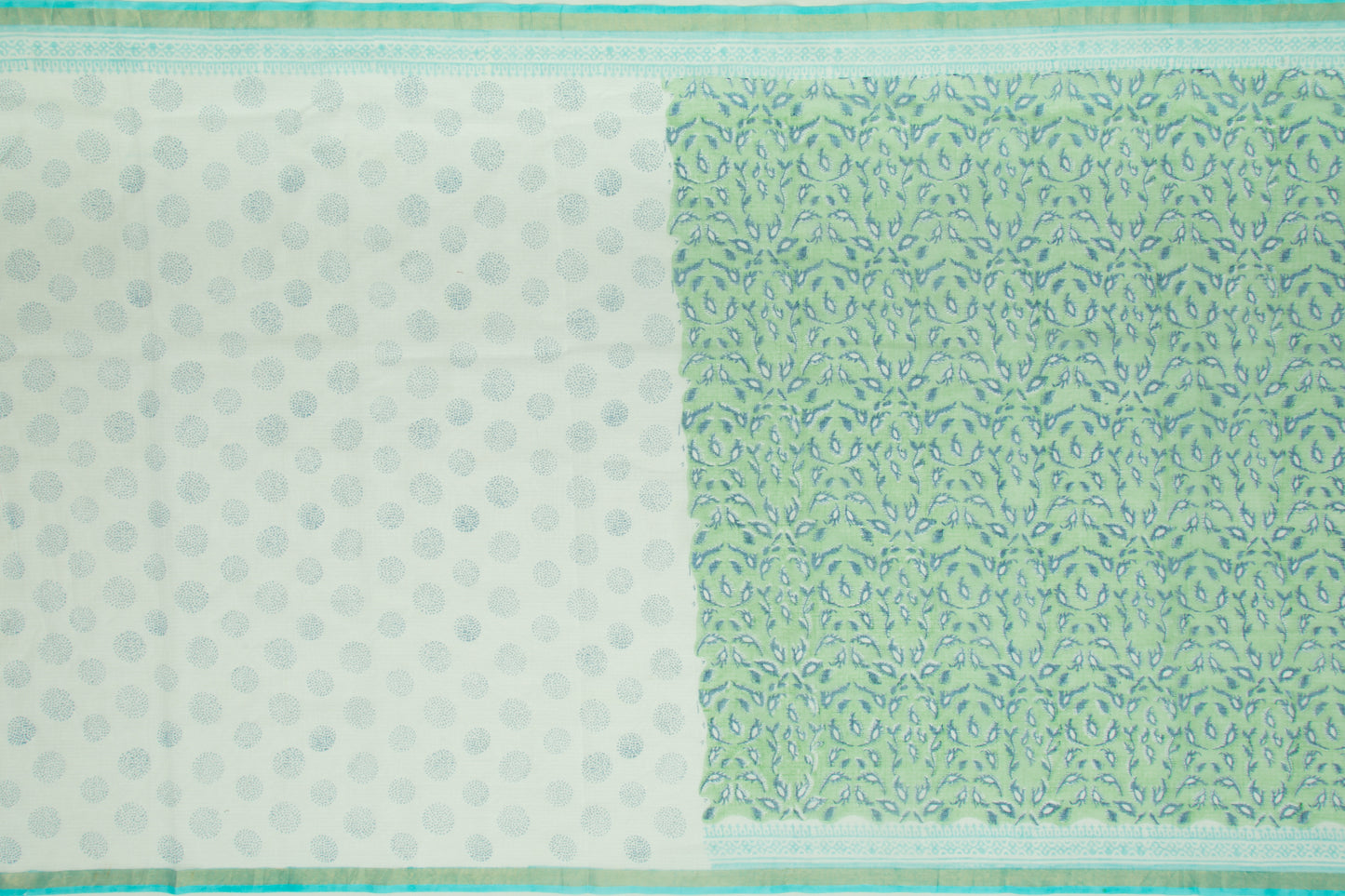 Kota Cotton Printed Green Saree