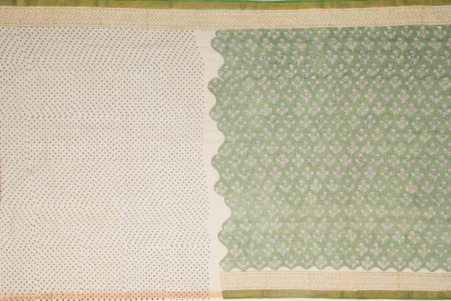 Kota Cotton Printed Green Saree