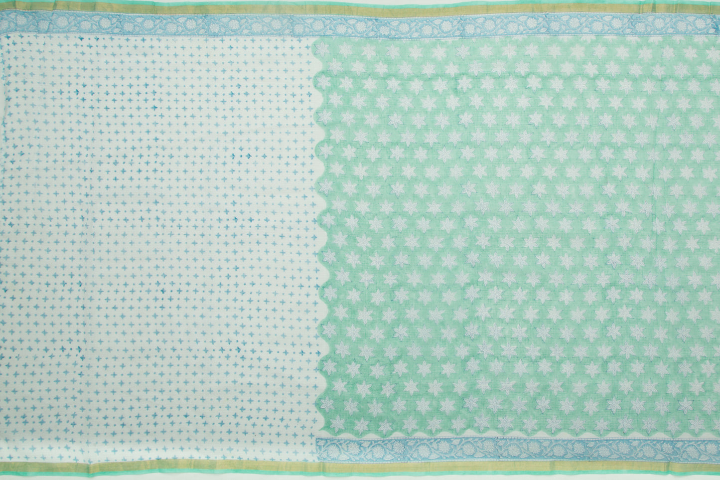 Kota Cotton Printed Green Saree