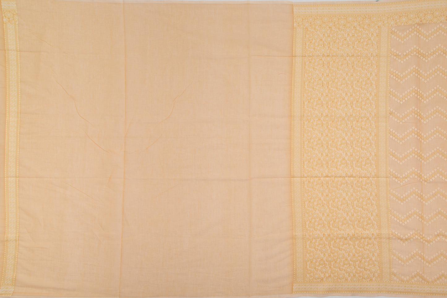 Chanderi Cotton Jaal Pastel Orange Saree