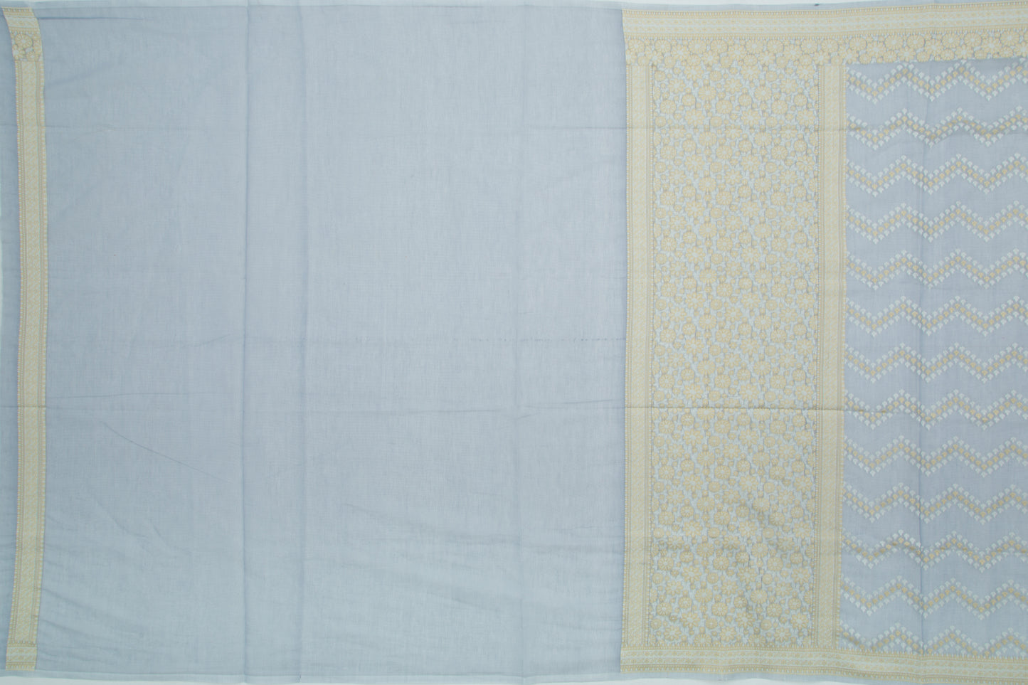 Chanderi Cotton Jaal Bluish Grey Saree