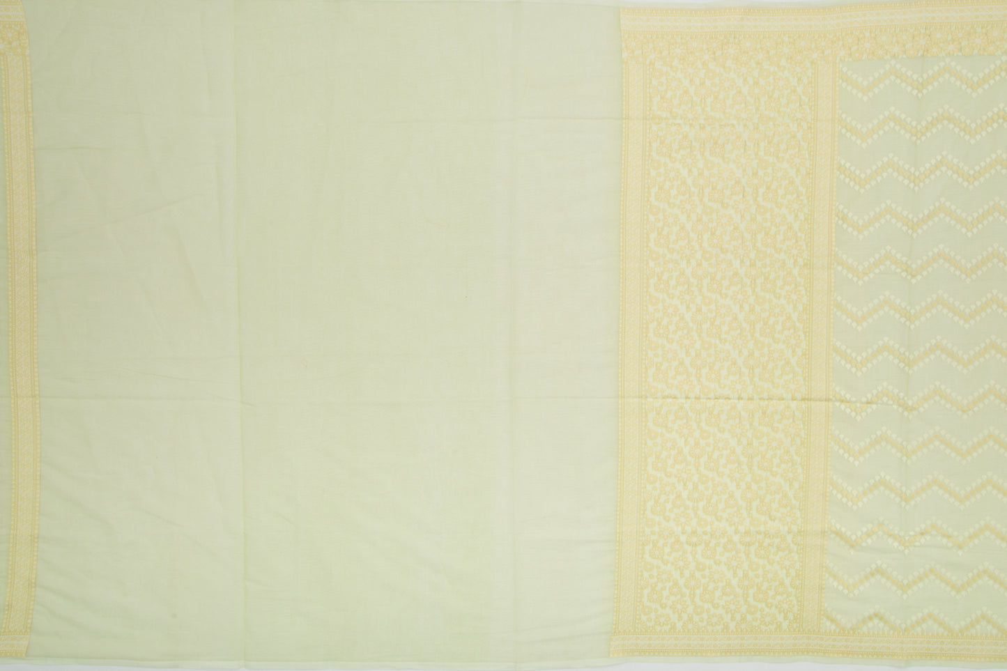 Chanderi Cotton Jaal Pista Green Saree