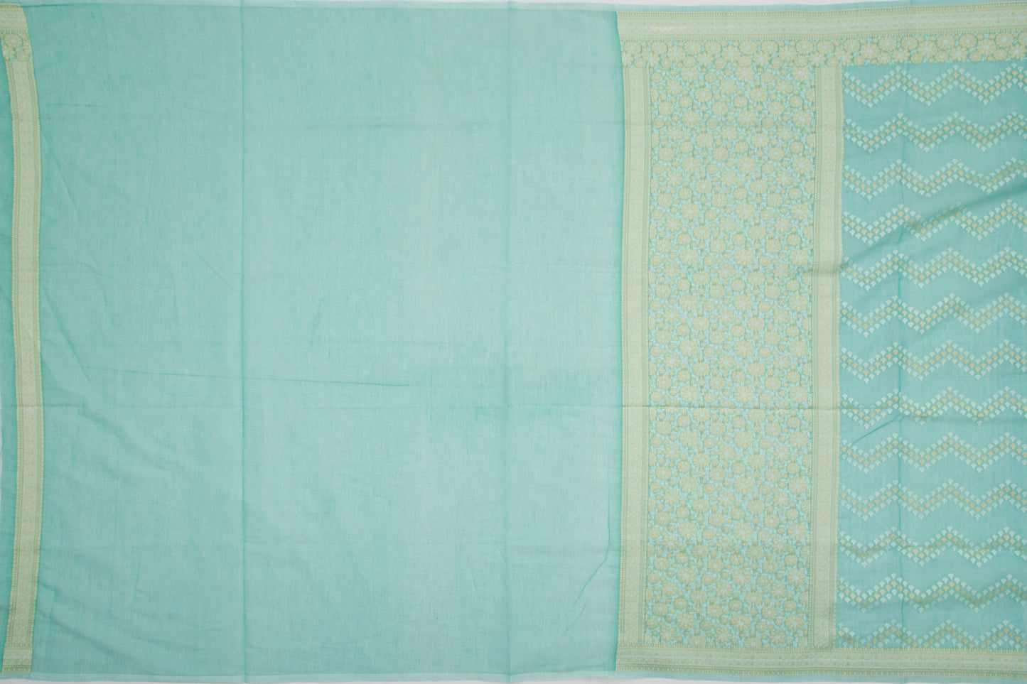 Chanderi Cotton Jaal Sea Green Saree