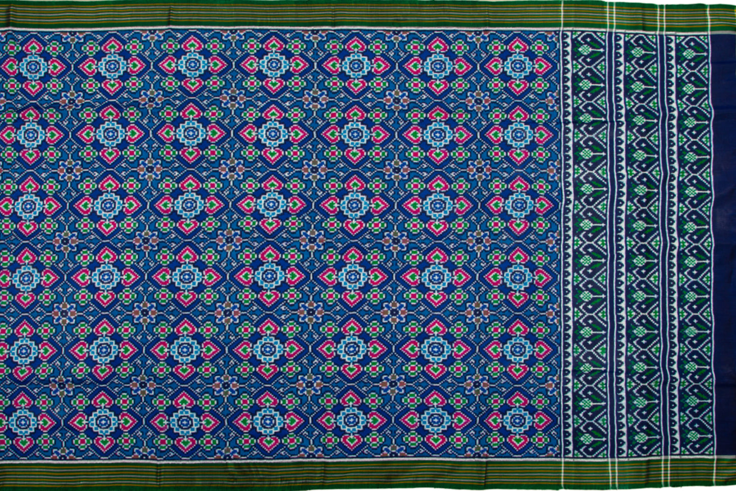 Patan Patola Silk Ikat Pan Bhat Blue Saree