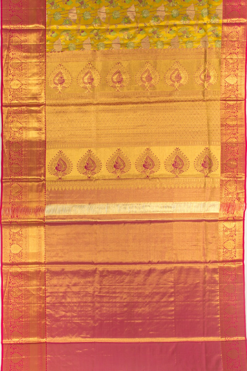 Taranga Kanchi Silk Tissue Jaal Yellow Saree