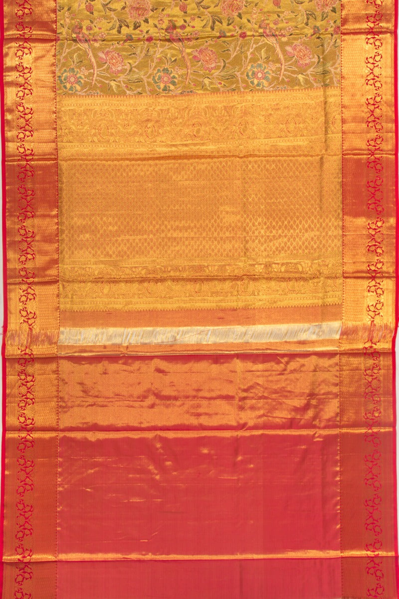 Taranga Kanchi Silk Tissue Jaal Gold Saree