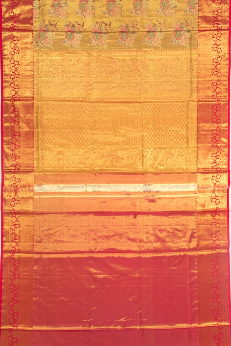 Taranga Kanchi Silk Tissue Butta Gold Saree