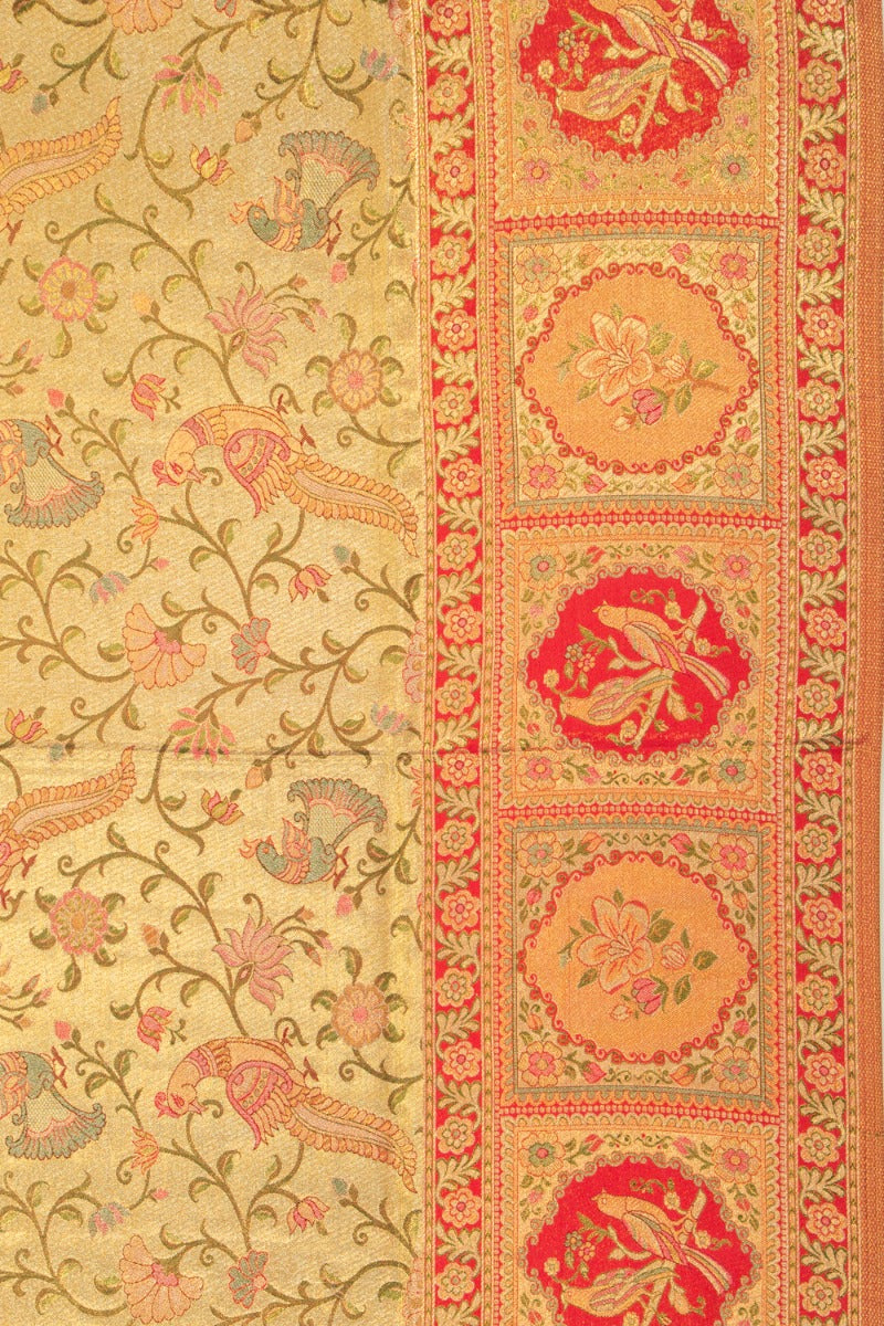 Taranga Kanchi Silk Tissue Jaal Gold Saree