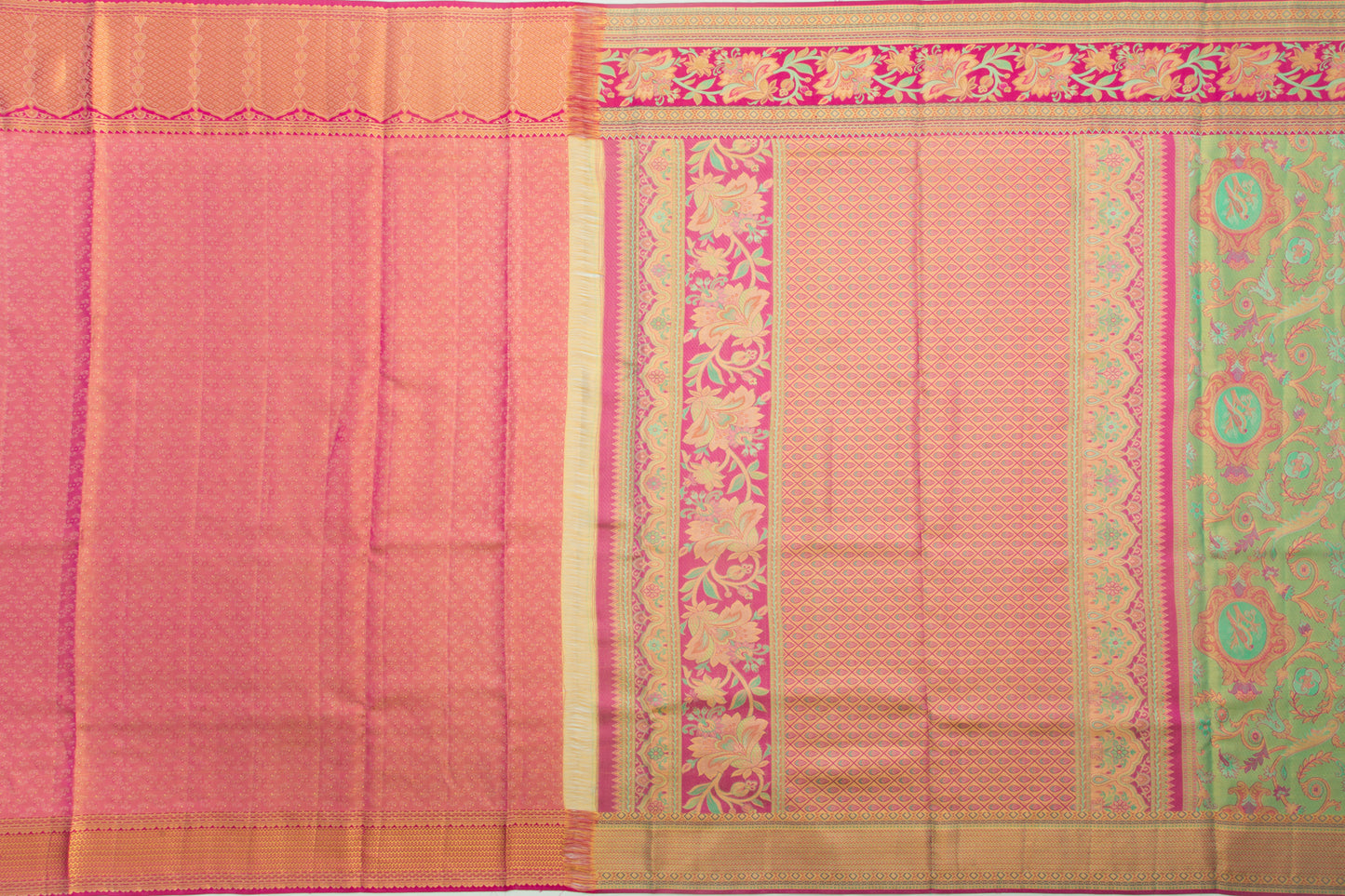 Taranga Kanchi Silk Tissue Jaal Green Saree