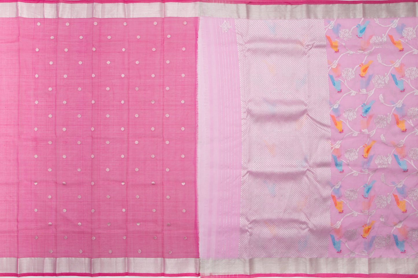 Kota Silk Jaal Pink Saree