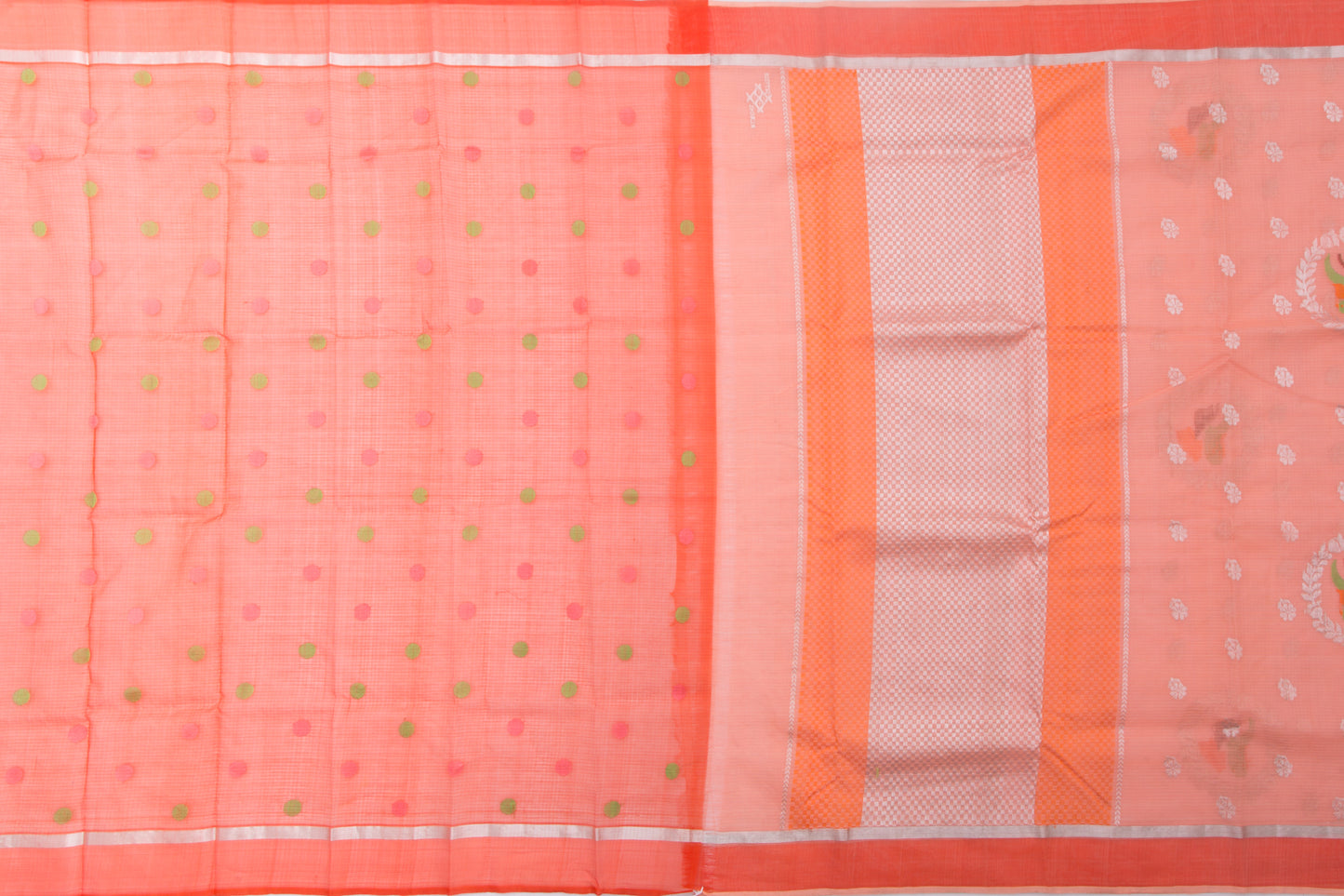 Kota Silk Butta Pastel Orange Saree