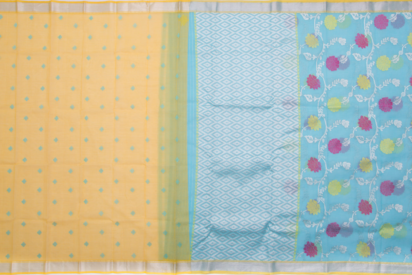 Kota Silk Jaal Sky Blue Saree