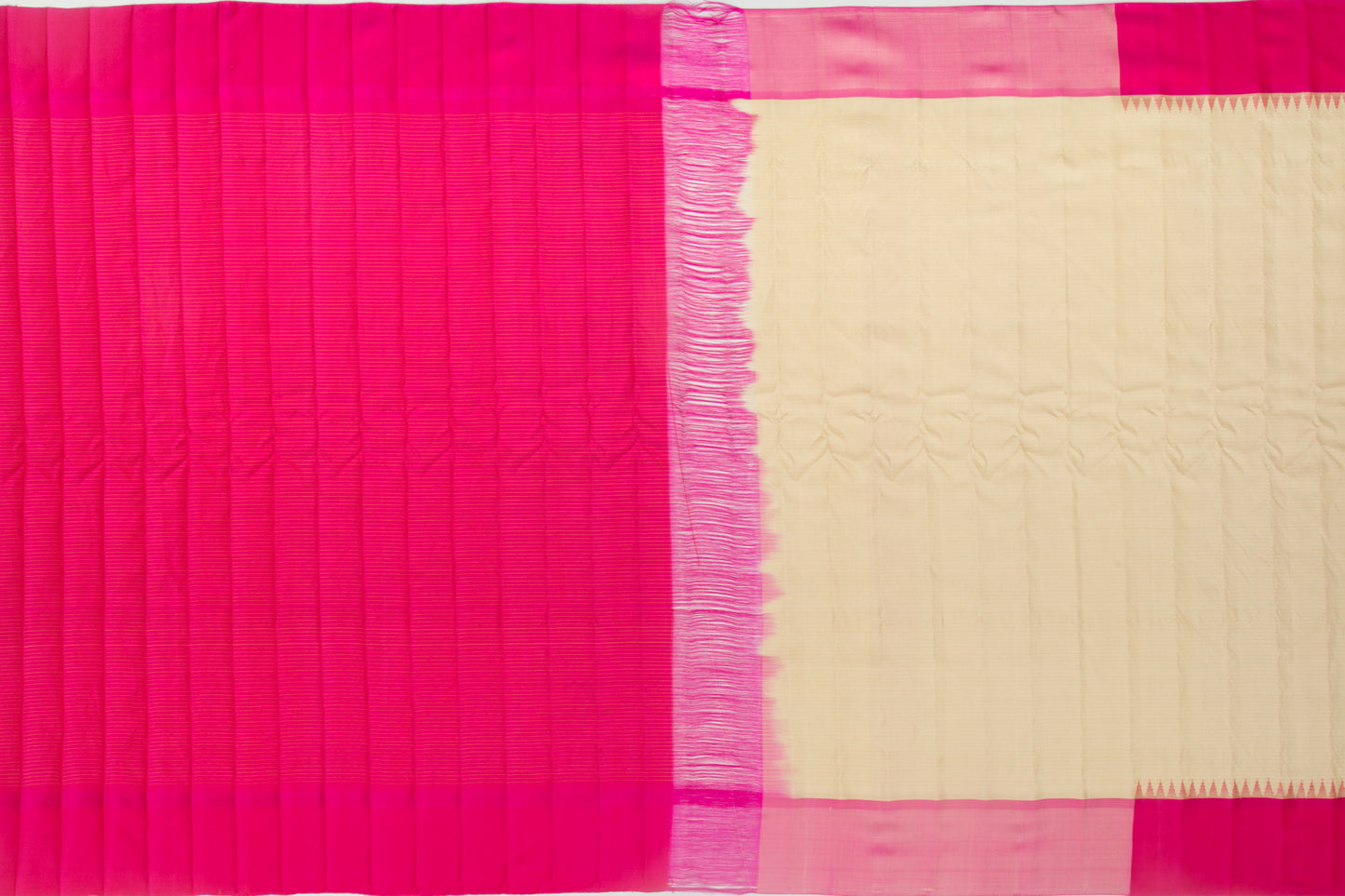 Gadwal Silk Horizontal Lines Cream Saree