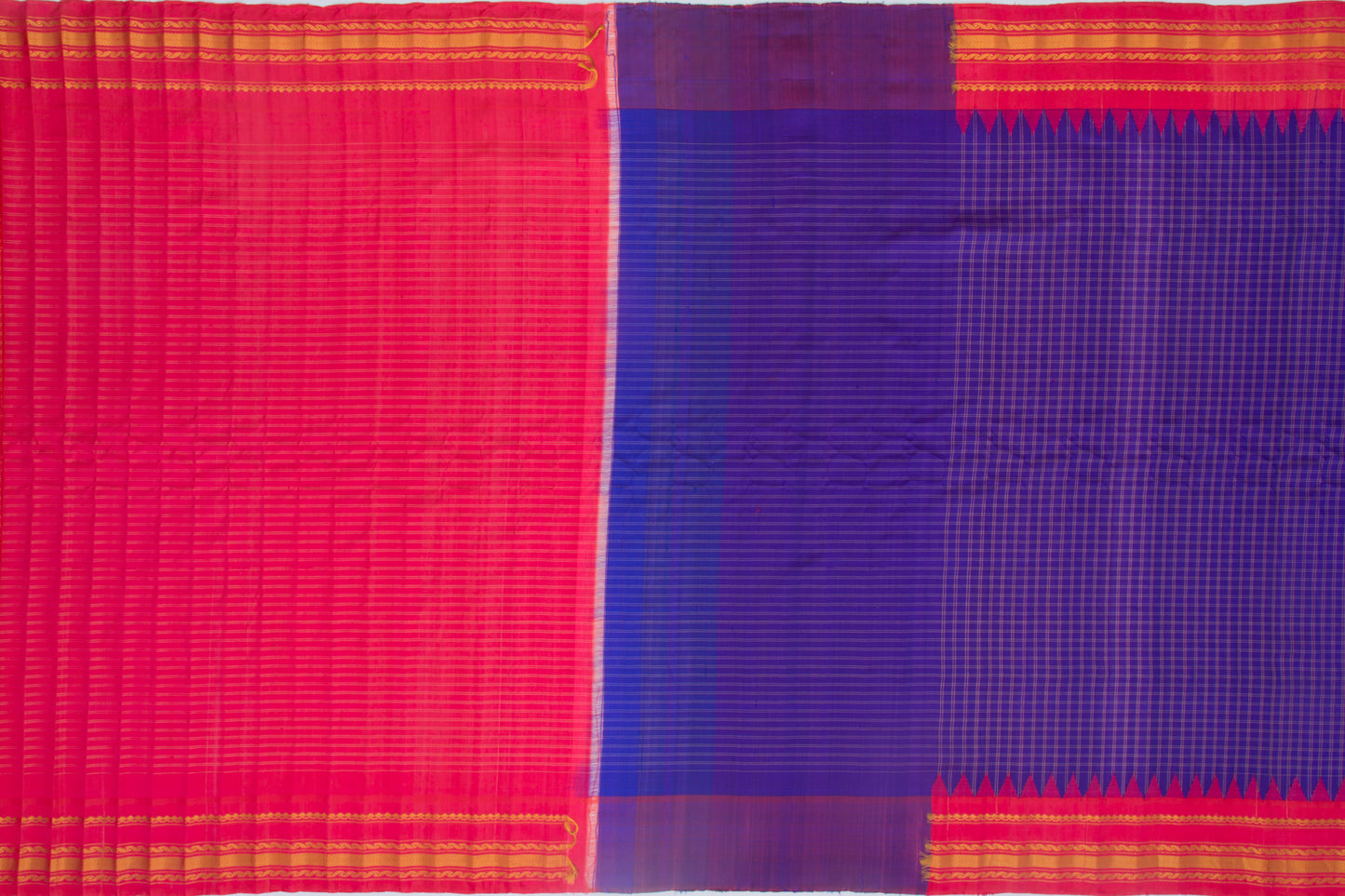 Gadwal Silk Checks Violet Saree
