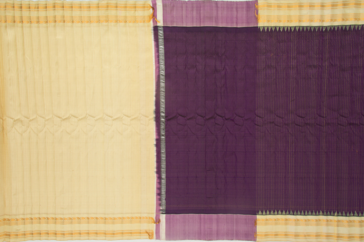 Gadwal Silk Checks Purple Saree