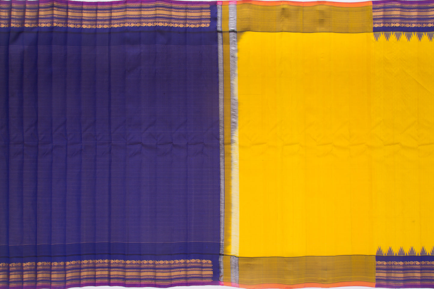 Gadwal Silk Checks Yellow Saree