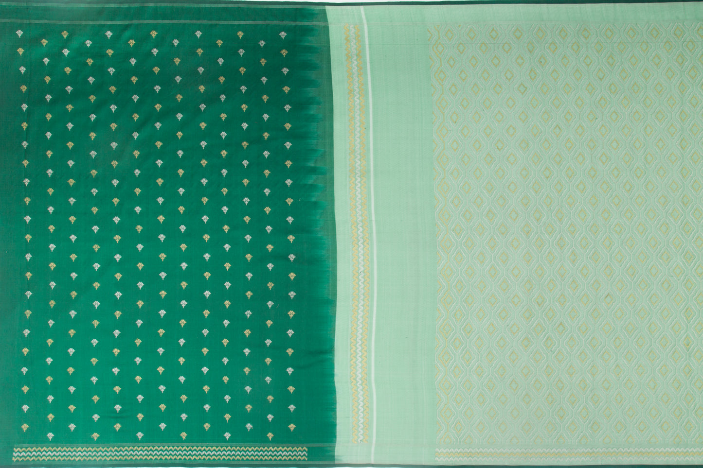Banarasi Kora Organza Jamdani Green Saree