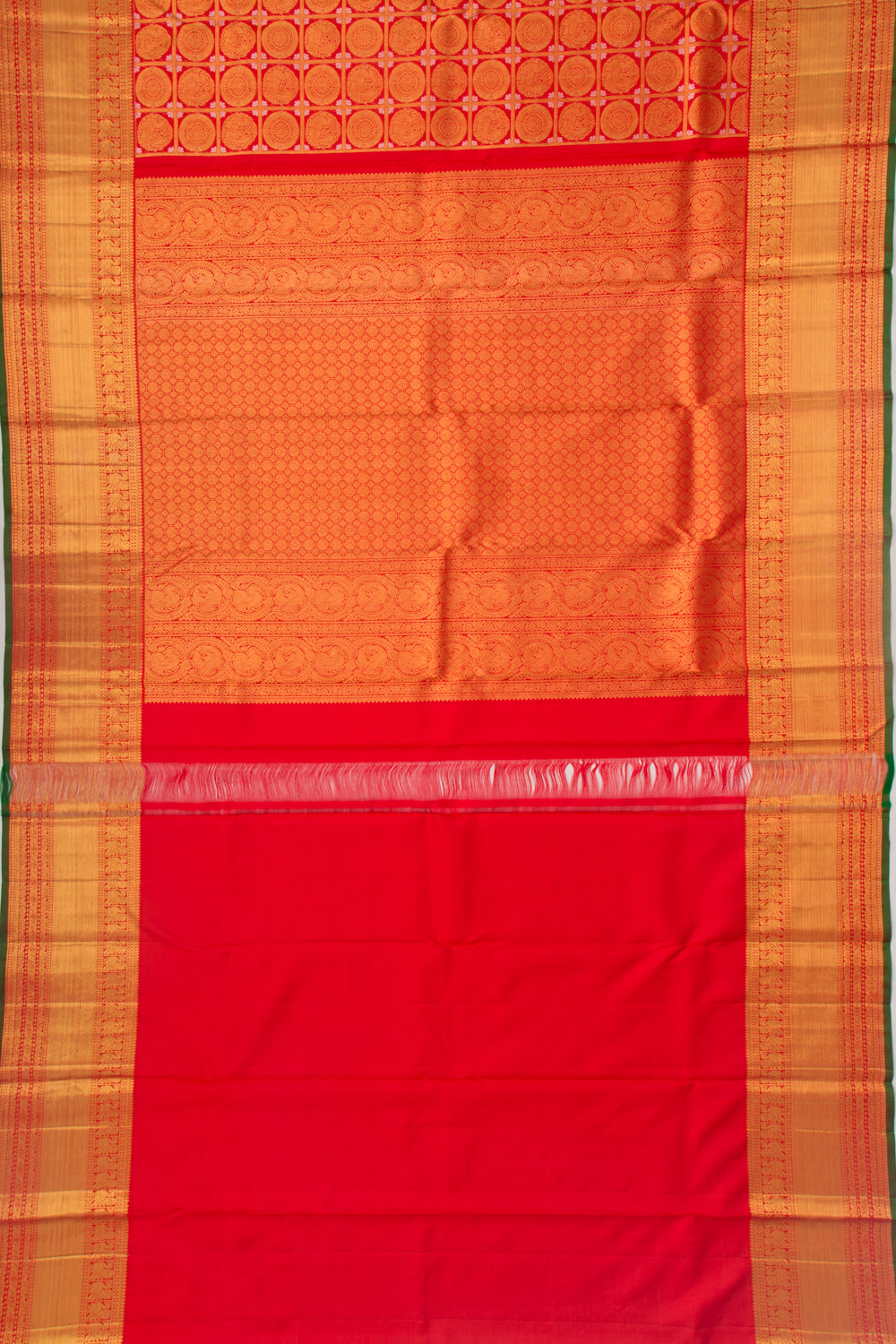 Kanchipuram Silk Checks And Butta Red Saree