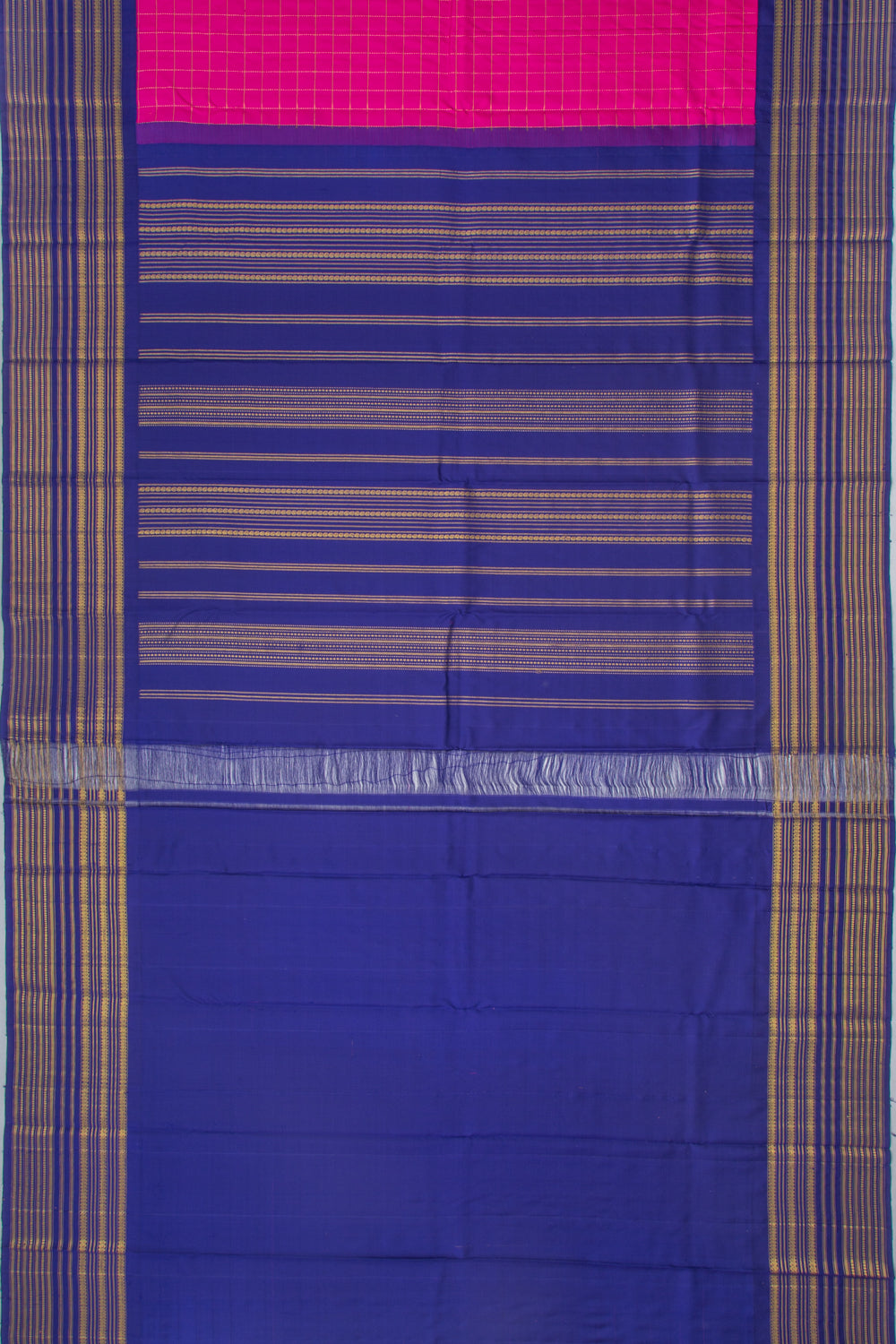 Kanchipuram Silk Checks Pink Saree