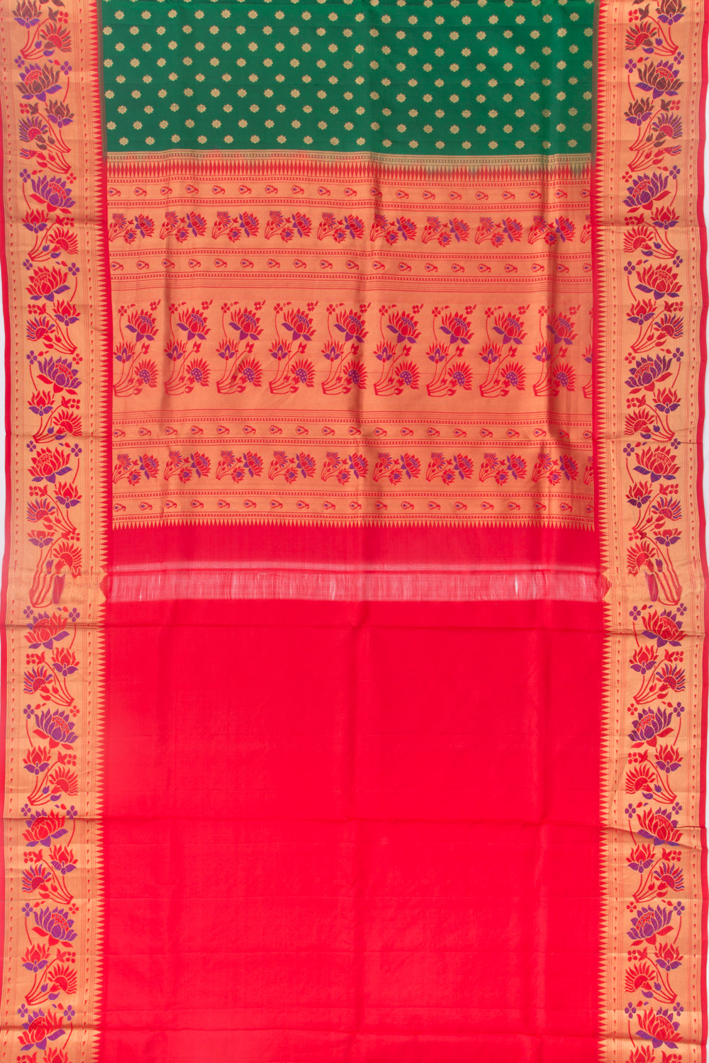Taranga Kanchi Silk Butta Dark Green Saree