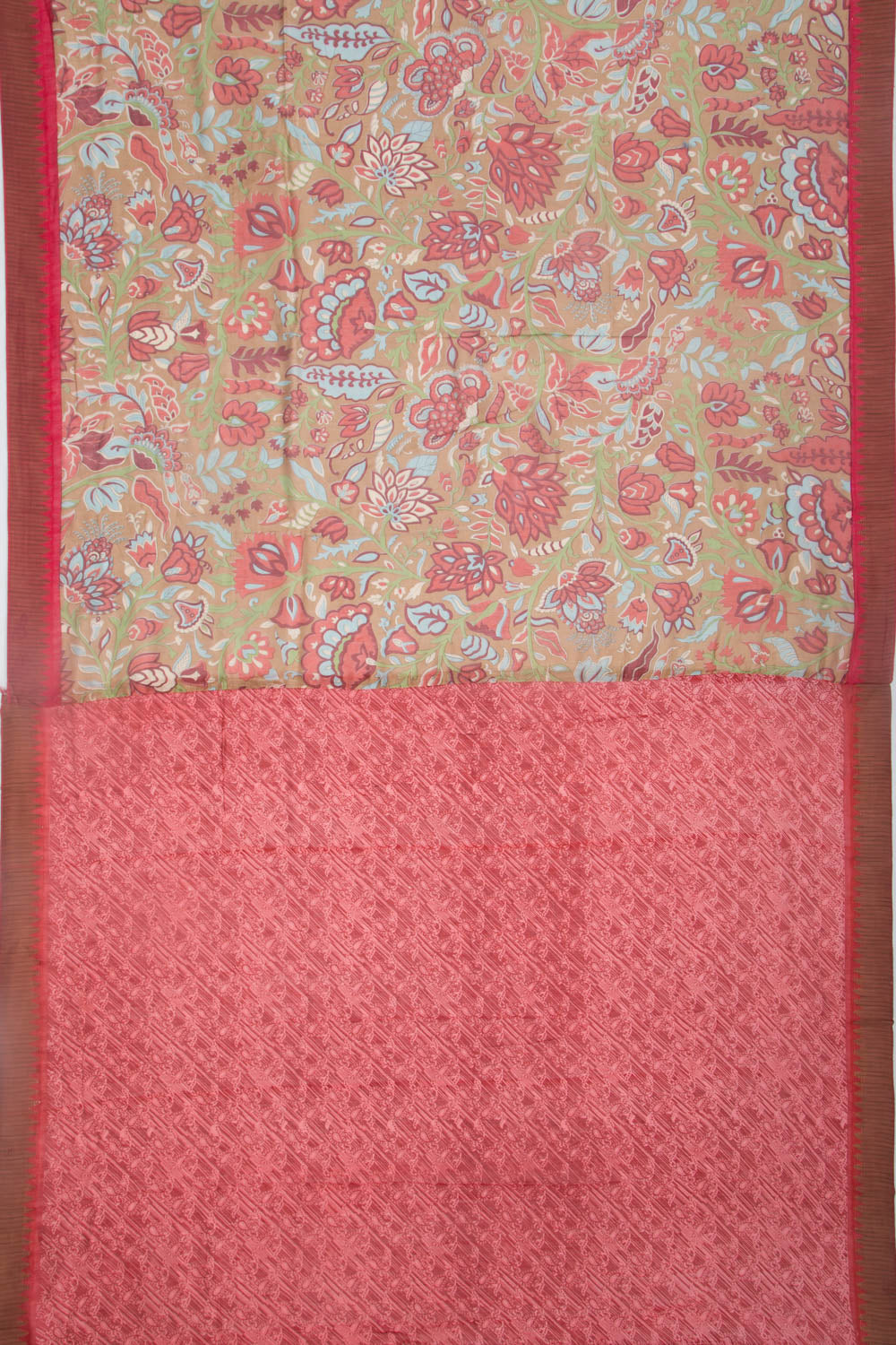 Chanderi Silk Printed Biege Saree