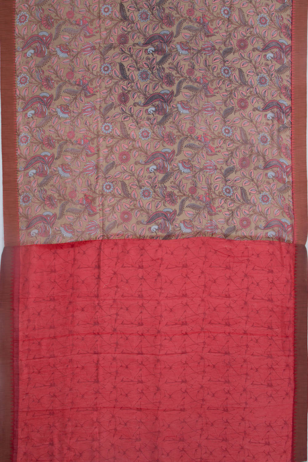 Chanderi Silk Printed Brown Saree