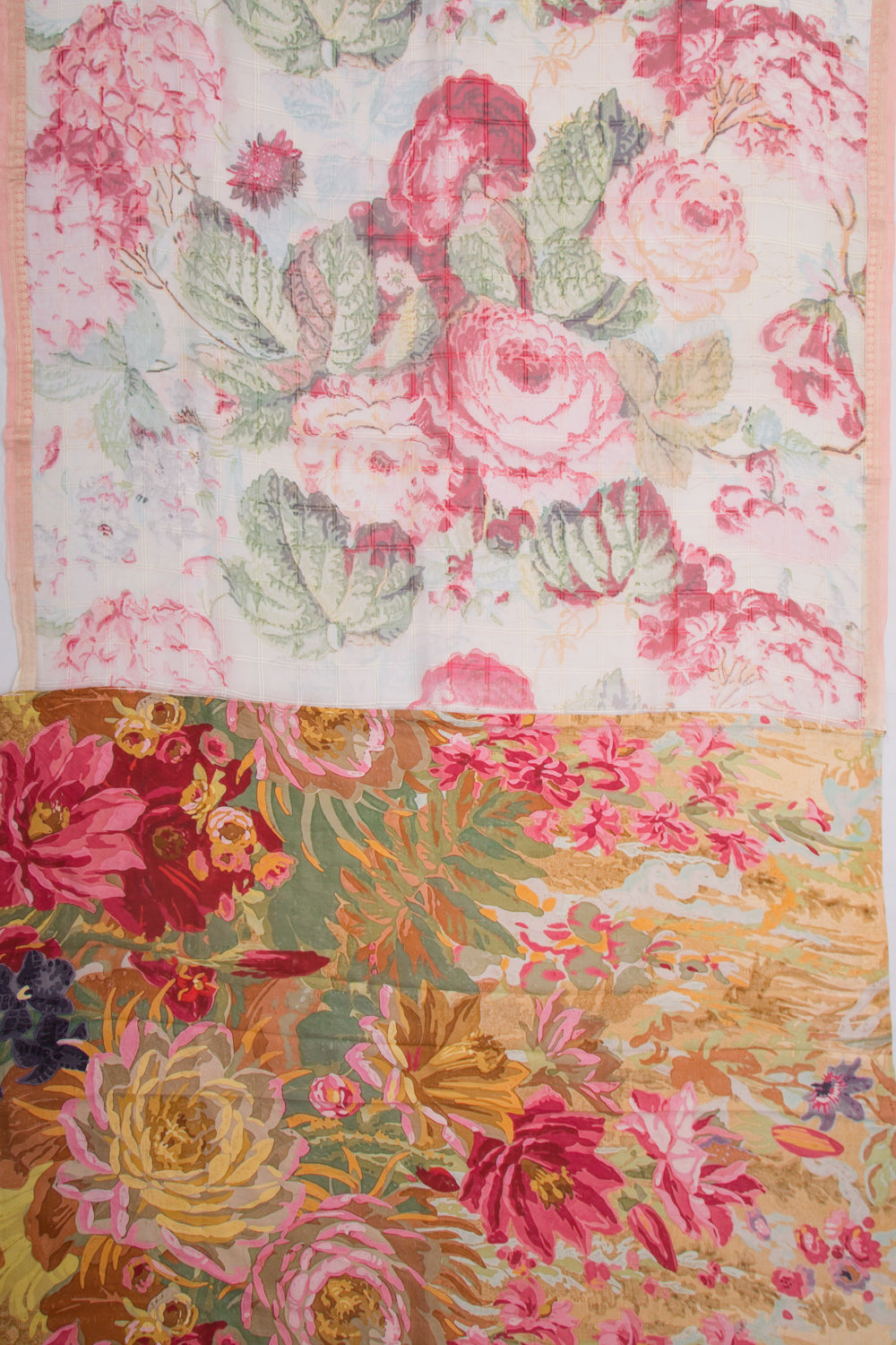 Organza Floral Printed White Saree