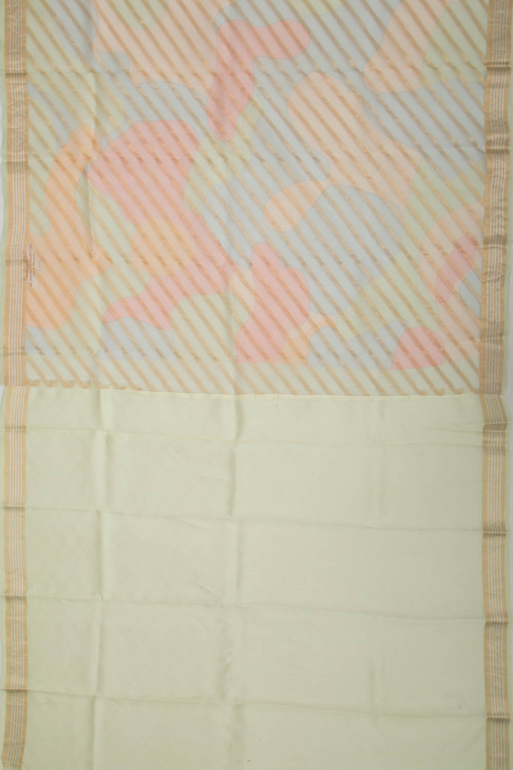 Organza Diagonal Lines Multicolor Saree