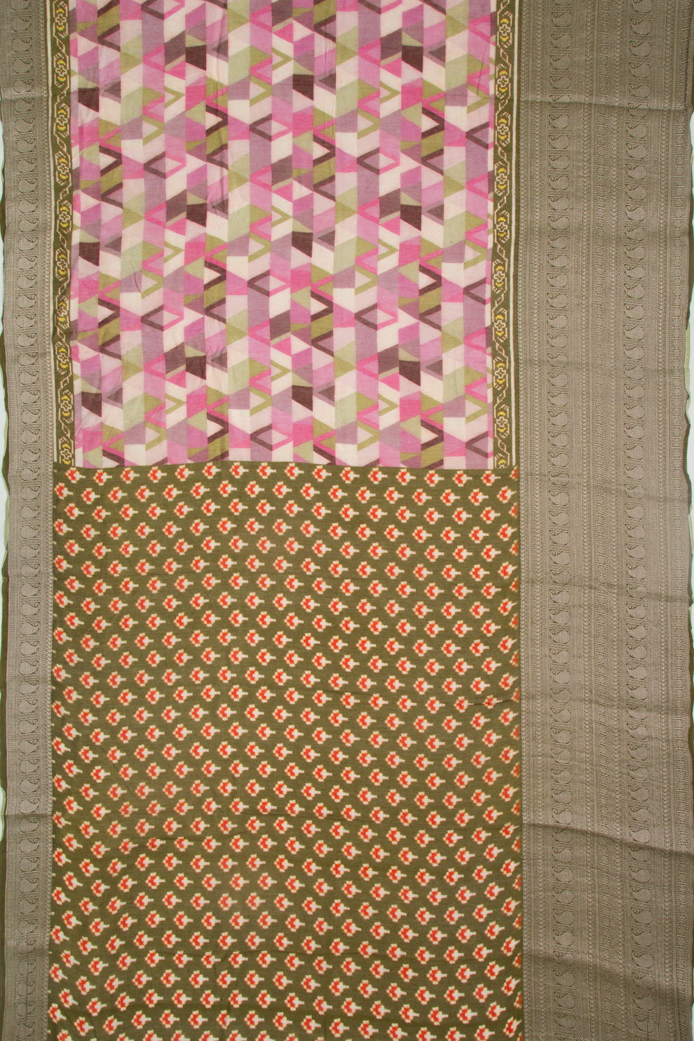 Munga Tussar Geometrical Printed Multi Colour Saree