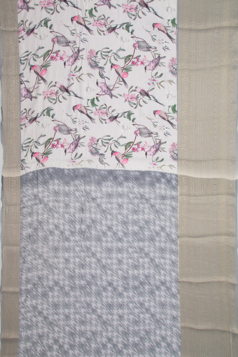 Munga Tussar Printed Lilac Saree