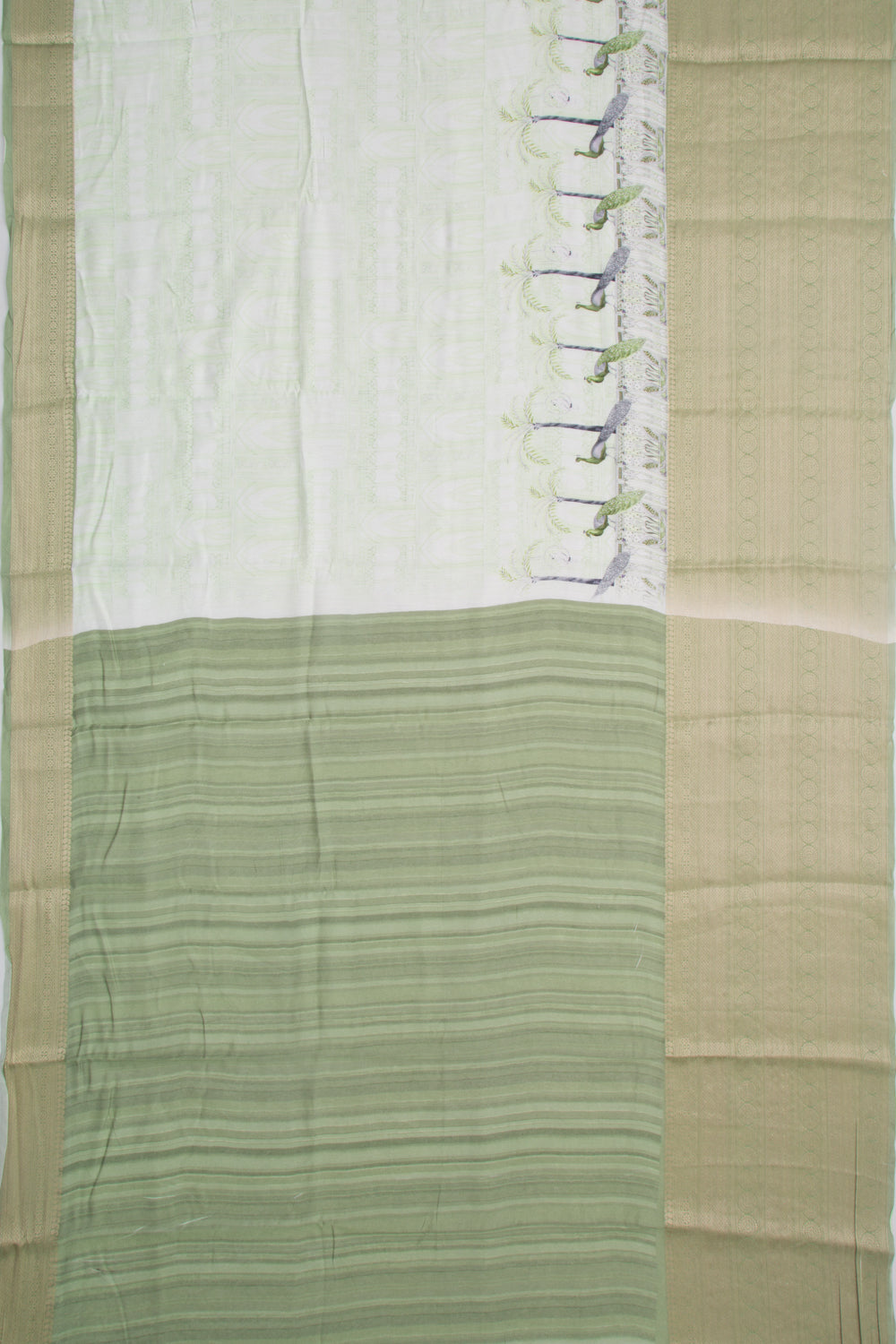 Munga Tussar Printed Pastel Green Saree