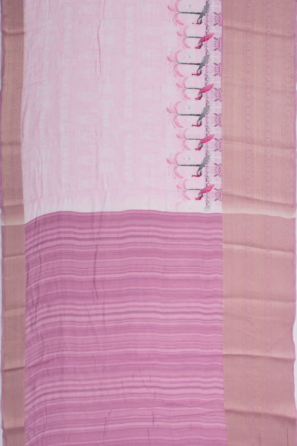Munga Tussar Printed Pastel Pink Saree
