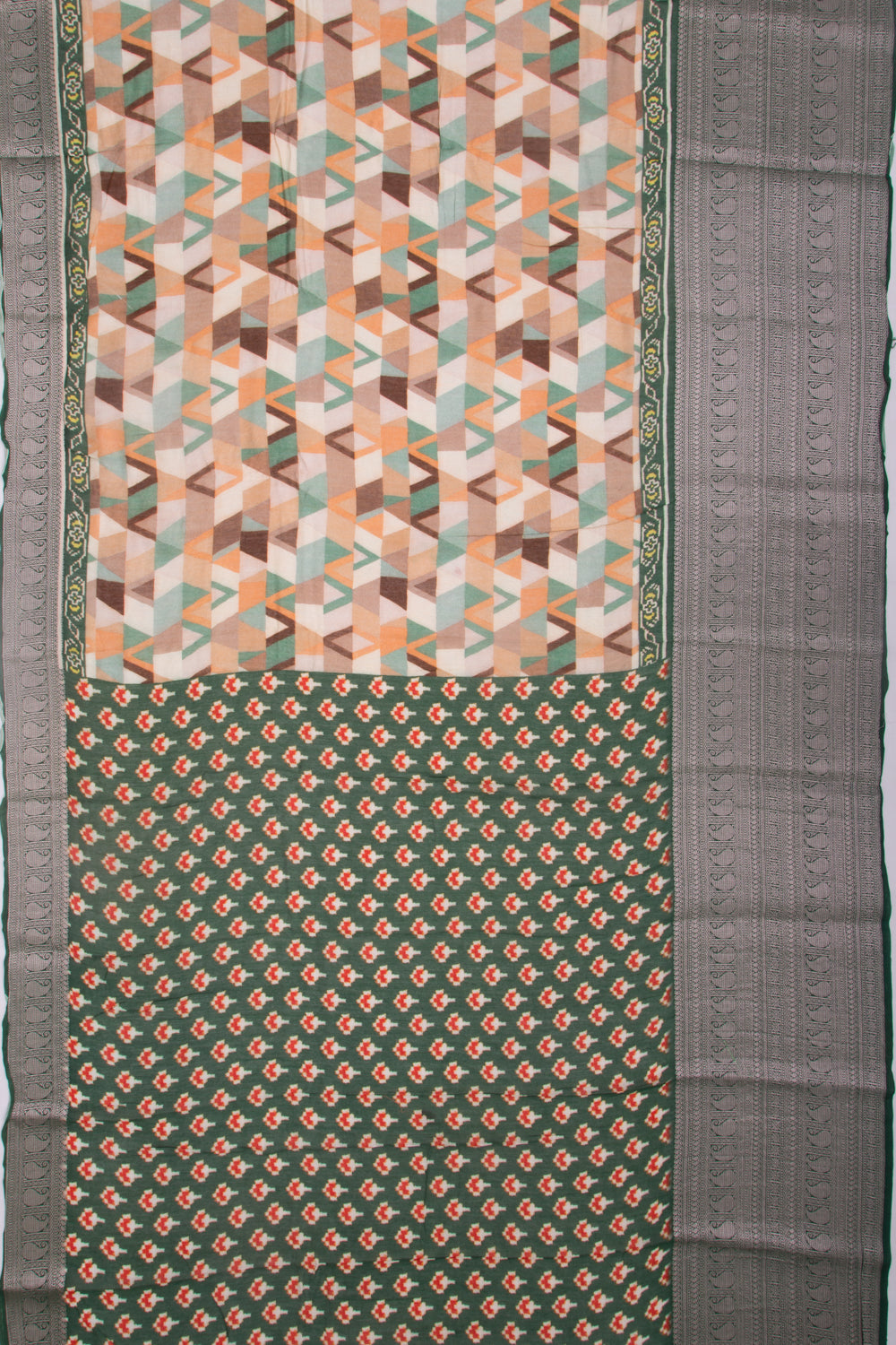 Munga Tussar Geometrical Printed Multi Colour Saree