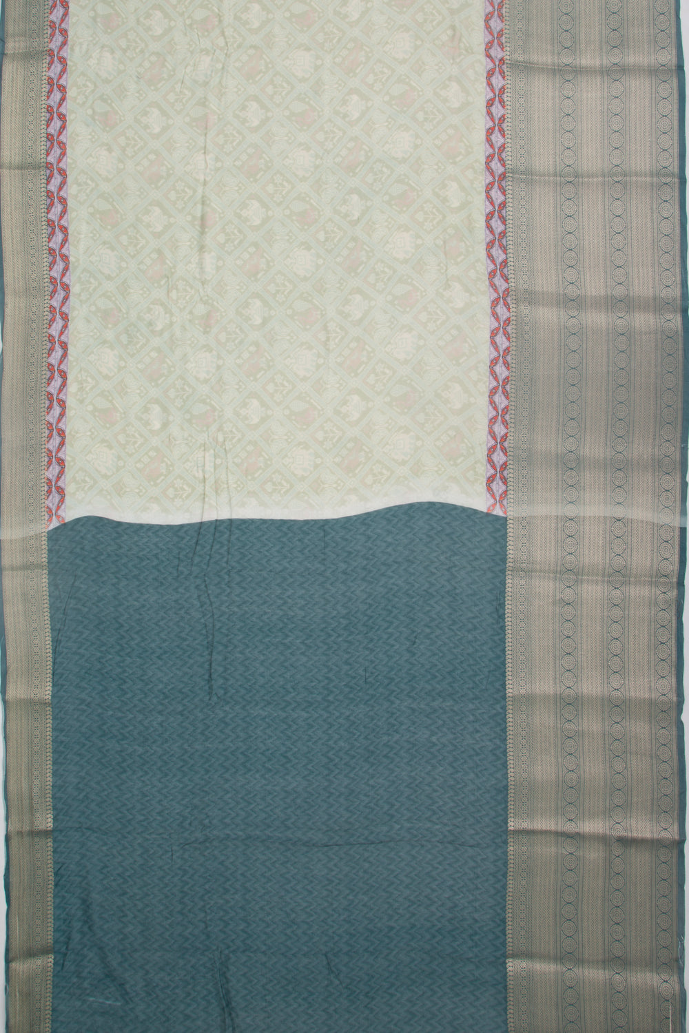 Munga Tussar Printed Pastel Green Saree