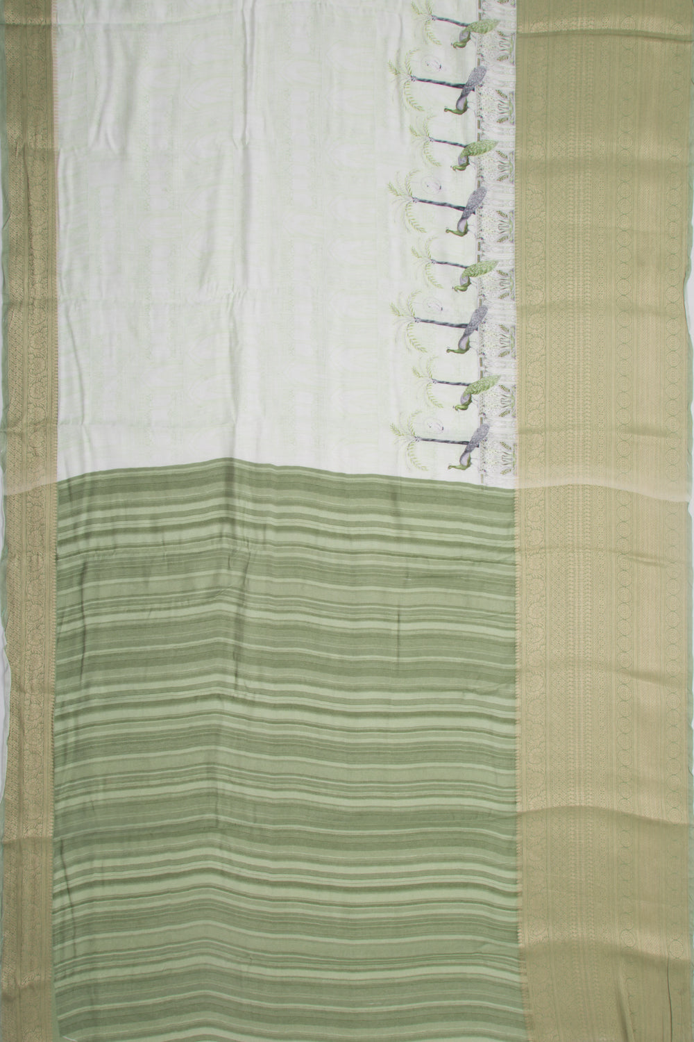 Munga Tussar Printed Pastel Green Saree