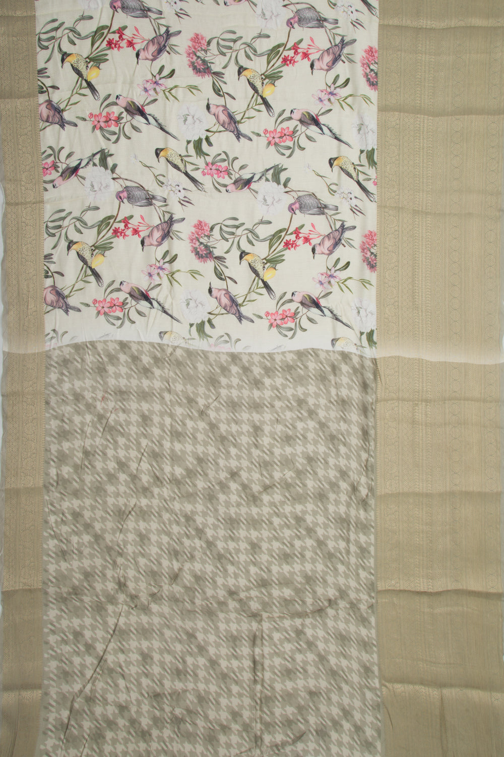 Munga Tussar Printed Pastel Yellow Saree