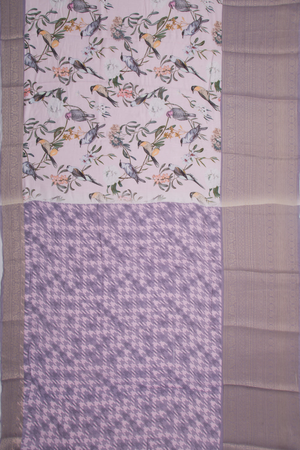 Munga Tussar Printed Pink Saree