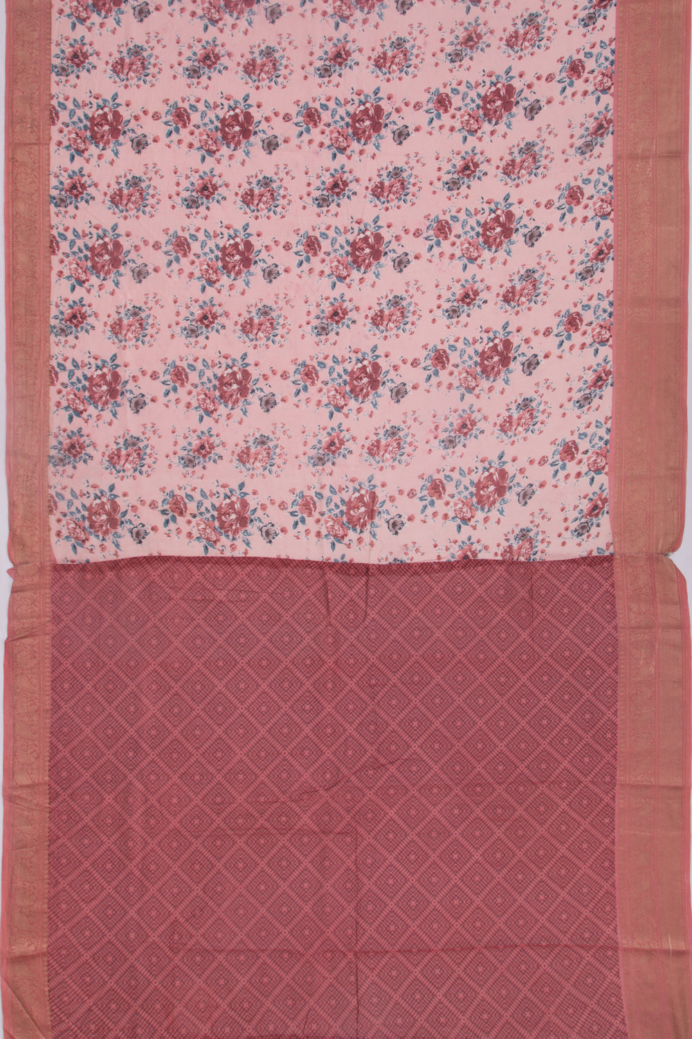 Chanderi Silk Floral Printed Pink Saree