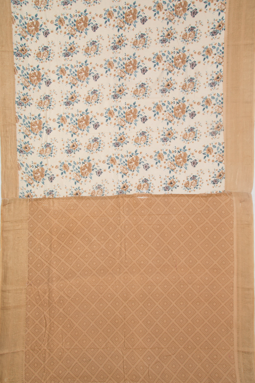 Chanderi Cotton Printed Cream Saree