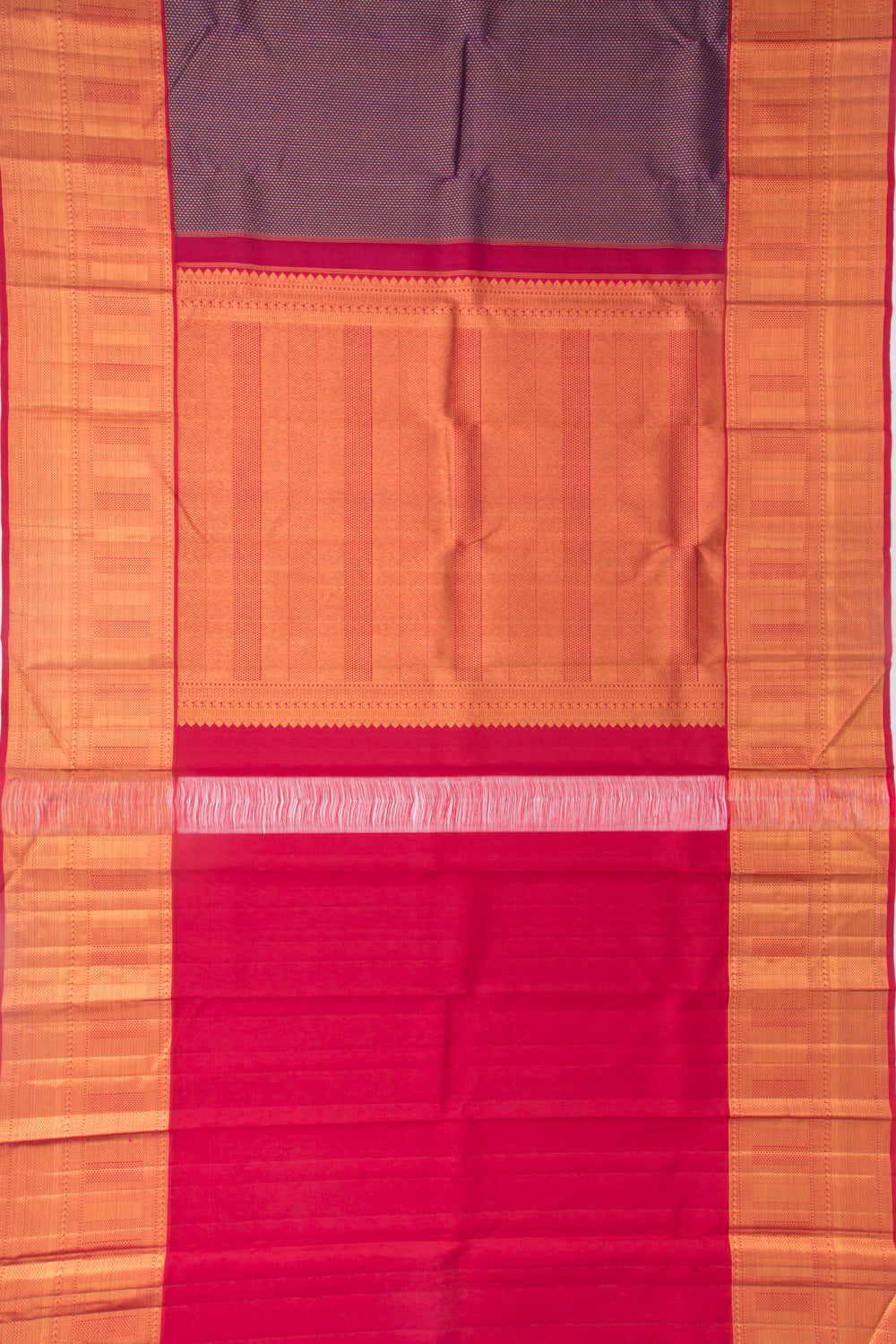 Kanchipuram Silk Brocade Dark Blue Saree