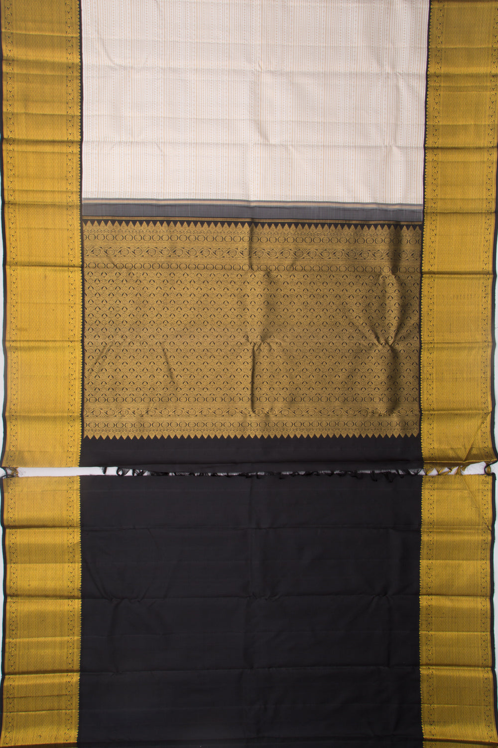 Kanchipuram Silk Brocade White Saree