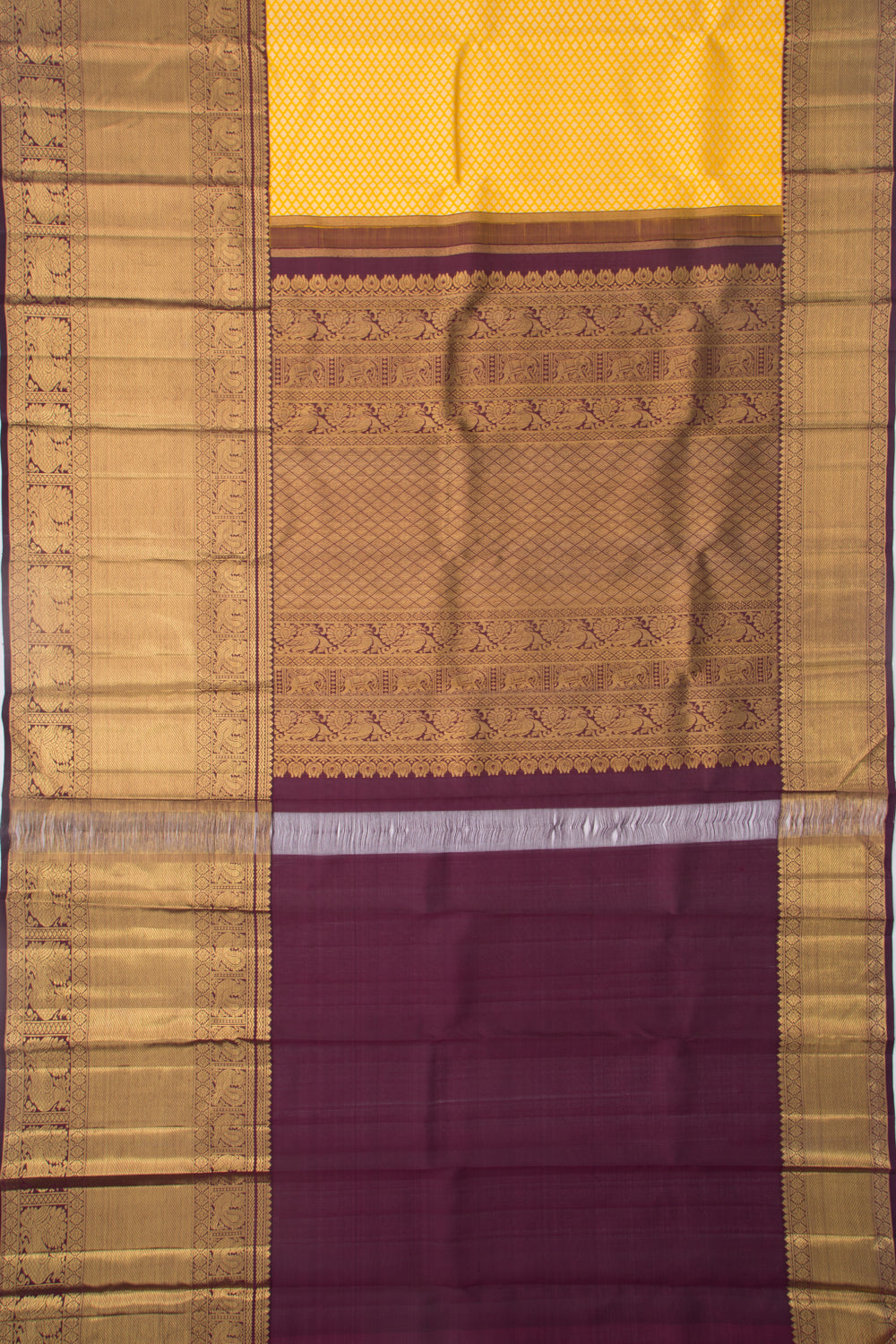 Kanchipuram Silk Brocade Yellow Saree